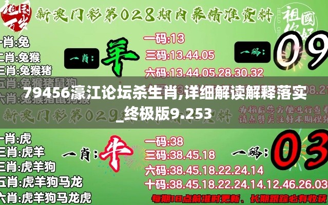 79456濠江论坛杀生肖,详细解读解释落实_终极版9.253
