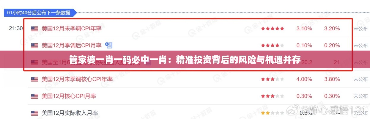 管家婆一肖一码必中一肖：精准投资背后的风险与机遇并存