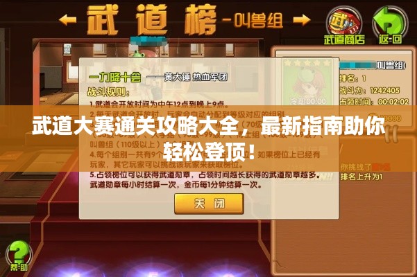 武道大赛通关攻略大全，最新指南助你轻松登顶！