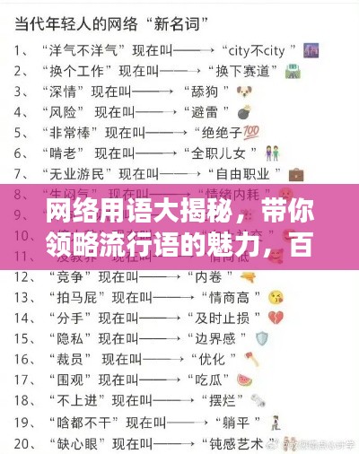 网络用语大揭秘，带你领略流行语的魅力，百度收录标准标题！