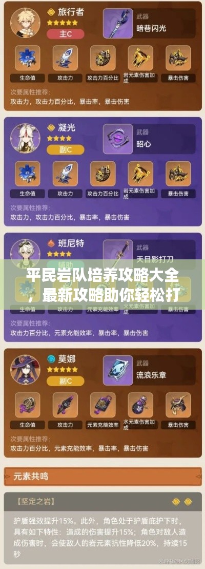 平民岩队培养攻略大全，最新攻略助你轻松打造强力队伍！