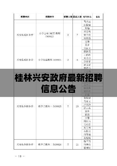 桂林兴安政府最新招聘信息公告