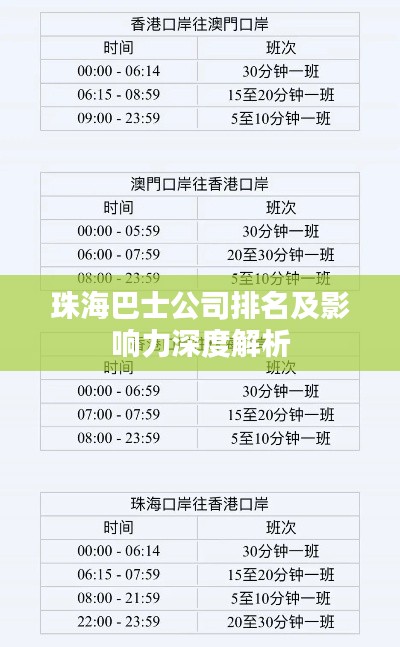 珠海巴士公司排名及影响力深度解析