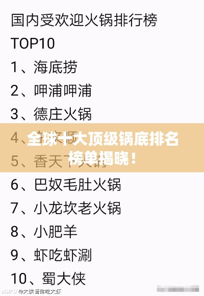 全球十大顶级锅底排名榜单揭晓！