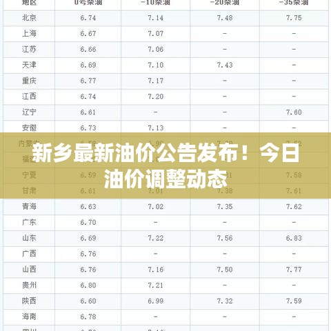 新乡最新油价公告发布！今日油价调整动态