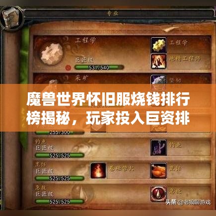 魔兽世界怀旧服烧钱排行榜揭秘，玩家投入巨资排名大解密！