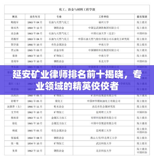延安矿业律师排名前十揭晓，专业领域的精英佼佼者