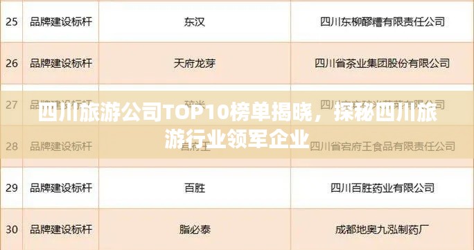 四川旅游公司TOP10榜单揭晓，探秘四川旅游行业领军企业